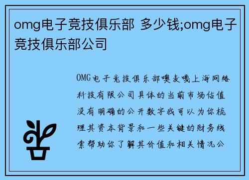 omg电子竞技俱乐部 多少钱;omg电子竞技俱乐部公司